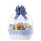 Vintiquewise White Round Willow Gift Basket, with Blue and White Gingham Liner and Handles, Medium QI004550BL.M - alternate 2
